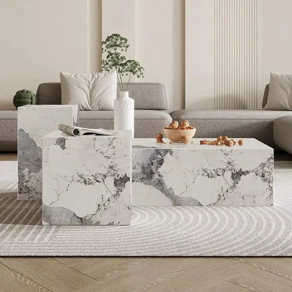 Sintered Stone Marble Coffee Table Trio-Coffee Tables