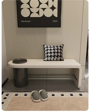 Sleek Leather Shoe Stool Bench – Comfortable and Modern-Bench