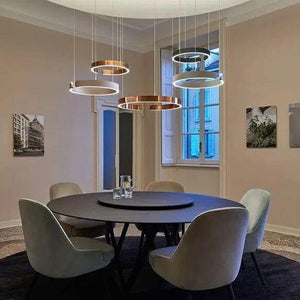Sleek Minimalist Ring Chandelier - Aluminum Plated-Pendant Lights