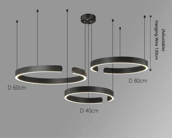 Sleek Minimalist Ring Chandelier - Aluminum Plated-Pendant Lights