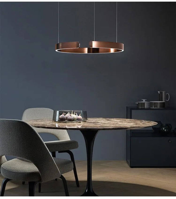 Sleek Minimalist Ring Chandelier - Aluminum Plated-Pendant Lights