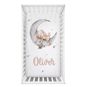 Sleeping Bunny Baby Name Cot Bedding Set | Baby Shower Gift Bedding Set-Crib Bedding