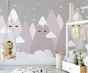 Sleeping Mountains Nursery Wallpaper-Kids Room Wallpaper