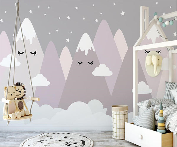 Sleeping Mountains Nursery Wallpaper-Kids Room Wallpaper