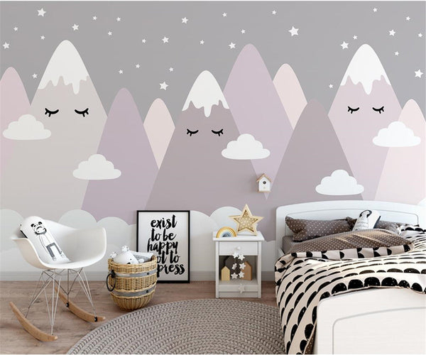 Sleeping Mountains Nursery Wallpaper-Kids Room Wallpaper