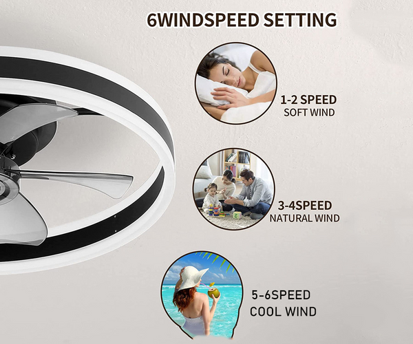 Smart LED Quiet Ceiling Fan Light 6-Speed-Ceiling Fans