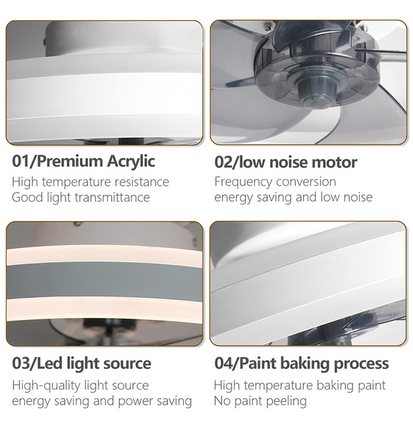 Smart LED Quiet Ceiling Fan Light 6-Speed-Ceiling Fans