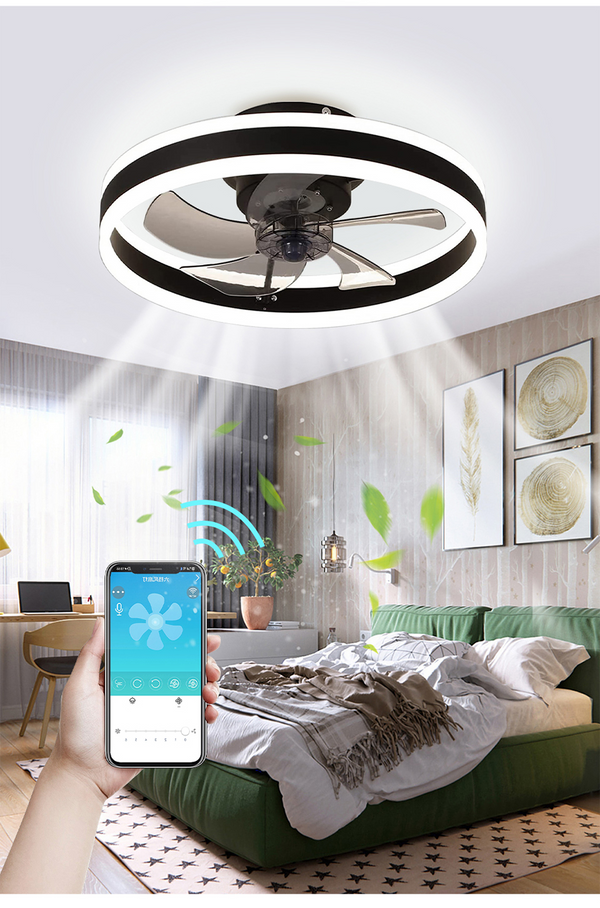 Smart LED Quiet Ceiling Fan Light 6-Speed-Ceiling Fans