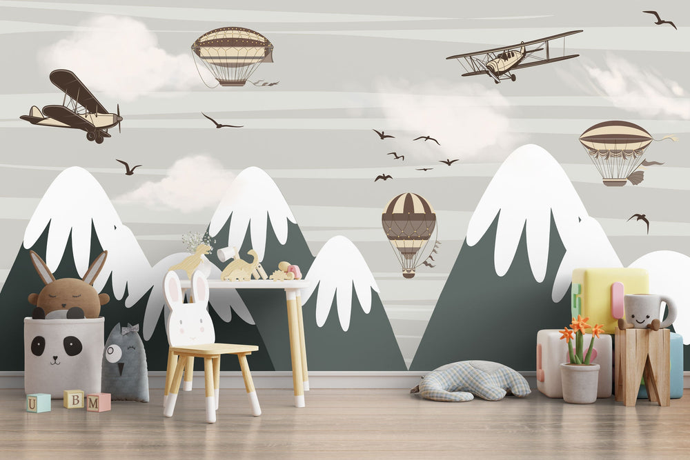 Snow Peaks Kids Room Wallpaper Mural - Transform Your Space-Kids Room Wallpaper