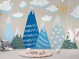 Snow Top Alps - Kids Room Wallpaper Mural-Kids Room Wallpaper