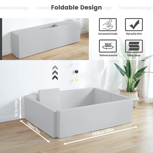 Soft Foam Foldable Grey Ball Pit Crawling Fence Children's Playground-Playpen and Ball Pits