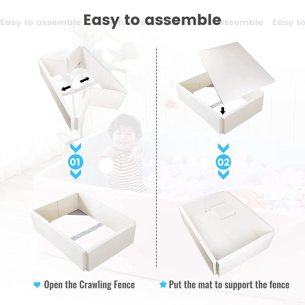 Soft Foam Foldable White Ball Pit Crawling Fence Children's Playground-Playpen and Ball Pits