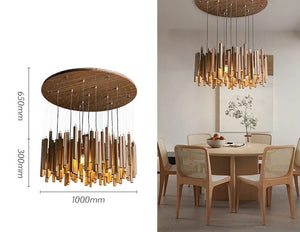 Solid Oak Wood Bars Hanging Chandelier-Ceiling Chandelier