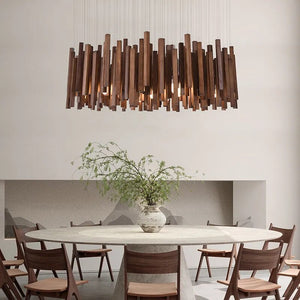 Solid Oak Wood Bars Hanging Chandelier-Ceiling Chandelier