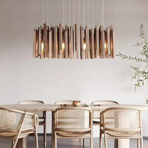 Solid Oak Wood Bars Hanging Chandelier-Ceiling Chandelier