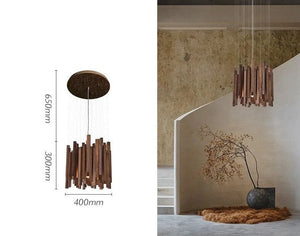 Solid Oak Wood Bars Hanging Chandelier-Ceiling Chandelier