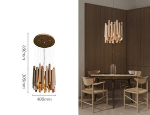 Solid Oak Wood Bars Hanging Chandelier-Ceiling Chandelier