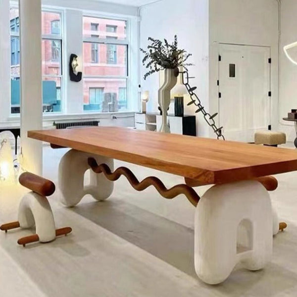 Solid Oak Wood Dining Table-Dining Tables