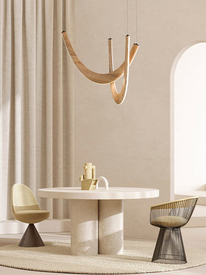 Solid Oak Wood Loops Chandelier - Handcrafted Beauty-Ceiling Chandelier