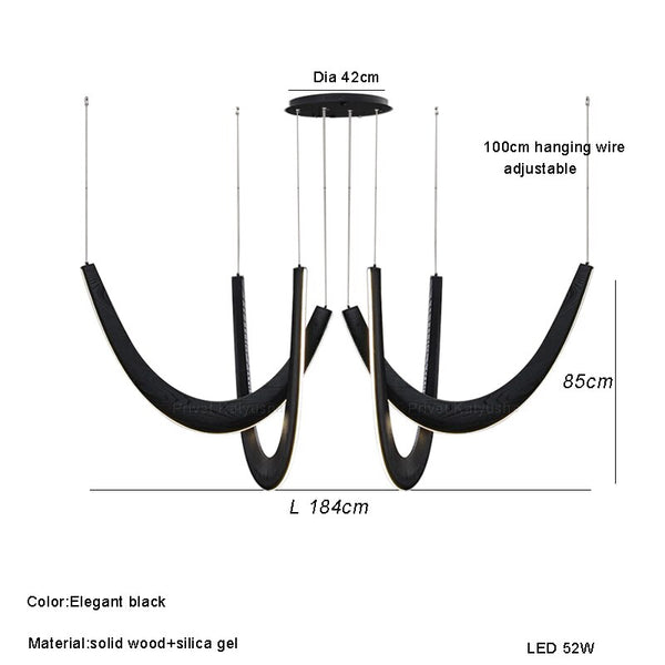 Solid Oak Wood Loops Chandelier - Handcrafted Beauty-Ceiling Chandelier