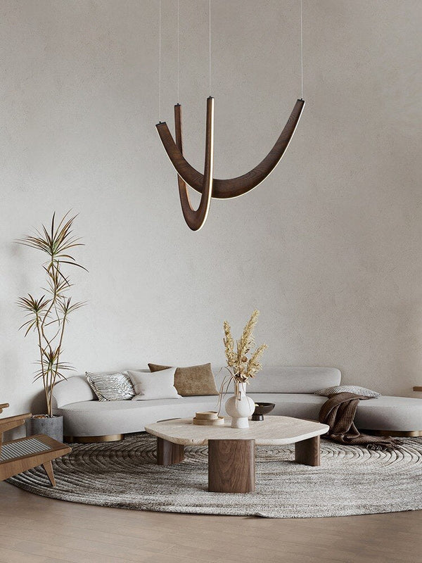 Solid Oak Wood Loops Chandelier - Handcrafted Beauty-Ceiling Chandelier