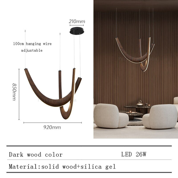 Solid Oak Wood Loops Chandelier - Handcrafted Beauty-Ceiling Chandelier