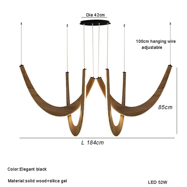 Solid Oak Wood Loops Chandelier - Handcrafted Beauty-Ceiling Chandelier