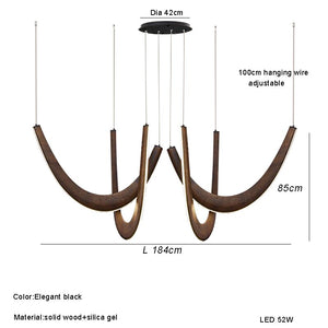 Solid Oak Wood Loops Chandelier - Handcrafted Beauty-Ceiling Chandelier