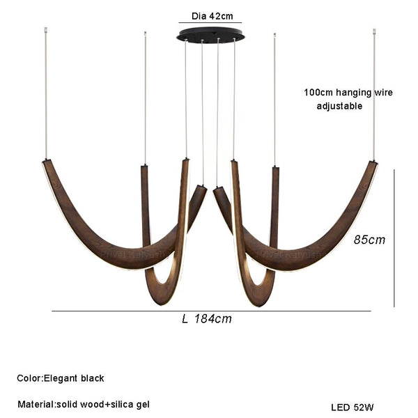 Solid Oak Wood Loops Chandelier - Handcrafted Beauty-Ceiling Chandelier