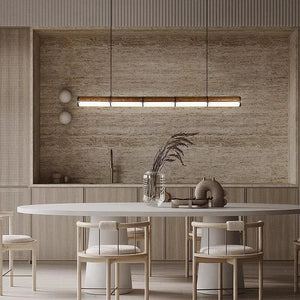 Solid Oak Wood Rod Kitchen Island Lighting-Kitchen Island