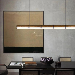 Solid Oak Wood Rod Kitchen Island Lighting-Kitchen Island