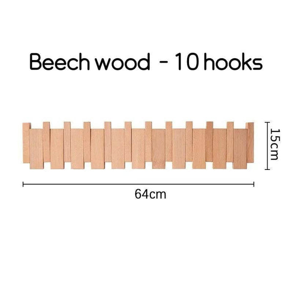 Solid Wood Clothes Hanging Wall Mounted Rack-Drying Racks & Hangers