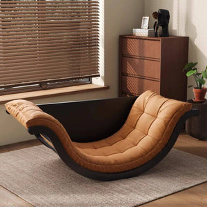 Solid Wood Retro Rocking Chair for Living Room-Recliners