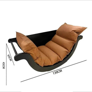 Solid Wood Retro Rocking Chair for Living Room-Recliners