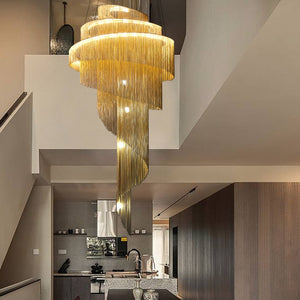 Spiral Chain Chandelier – Elegant Modern Staircase Lighting by BabiesDecor-Staircase Chandelier