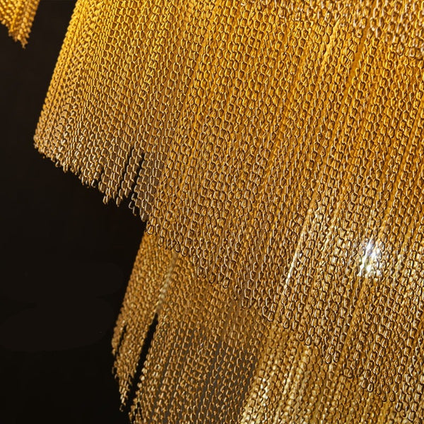 Spiral Chain Chandelier – Elegant Modern Staircase Lighting by BabiesDecor-Staircase Chandelier