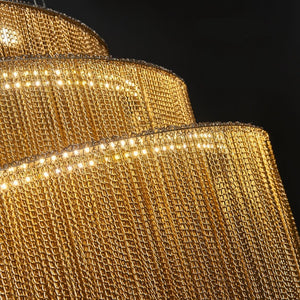 Spiral Chain Chandelier – Elegant Modern Staircase Lighting by BabiesDecor-Staircase Chandelier