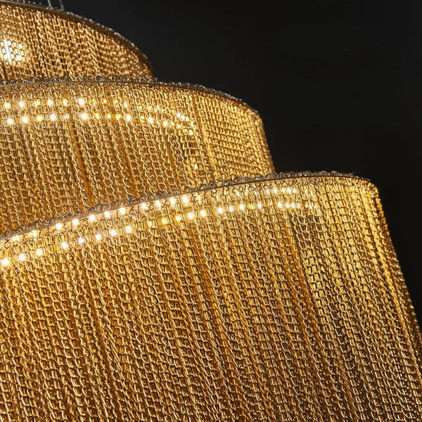 Spiral Chain Chandelier – Elegant Modern Staircase Lighting by BabiesDecor-Staircase Chandelier