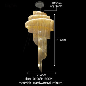 Spiral Chain Chandelier – Elegant Modern Staircase Lighting by BabiesDecor-Staircase Chandelier