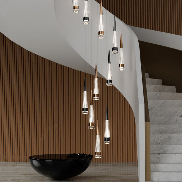 Spiral Cones: Staircase Chandelier - Elegant Lighting-Staircase Chandelier