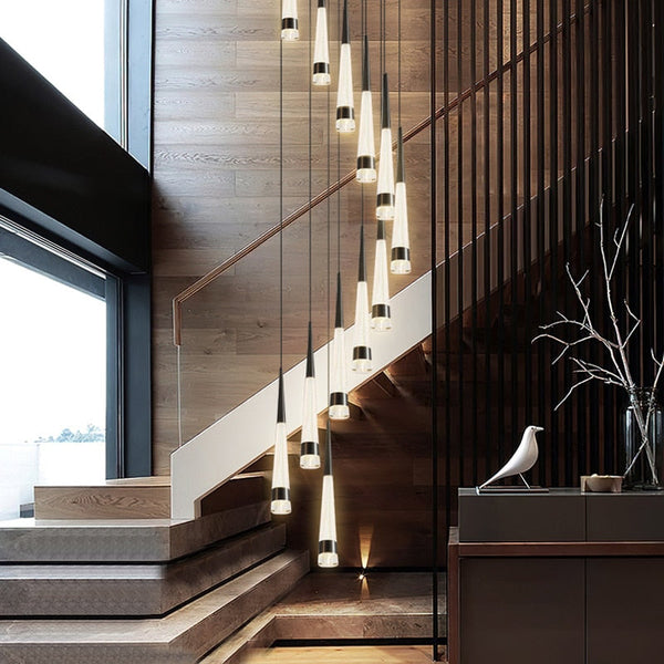 Spiral Cones: Staircase Chandelier - Elegant Lighting-Staircase Chandelier
