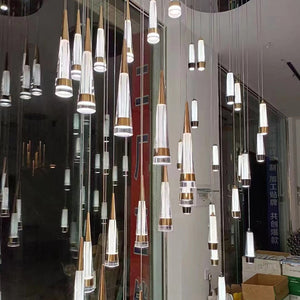 Spiral Cones: Staircase Chandelier - Elegant Lighting-Staircase Chandelier