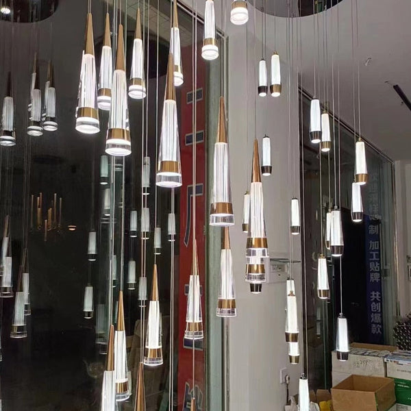 Spiral Cones: Staircase Chandelier - Elegant Lighting-Staircase Chandelier