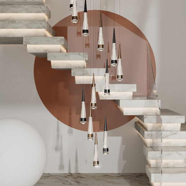 Spiral Cones: Staircase Chandelier - Elegant Lighting-Staircase Chandelier