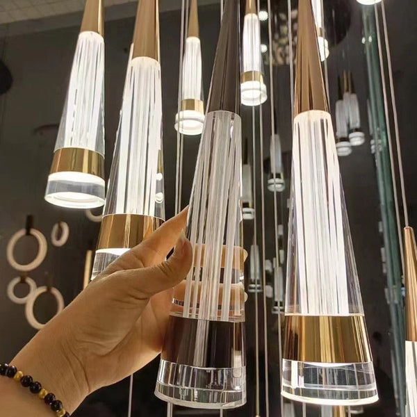 Spiral Cones: Staircase Chandelier - Elegant Lighting-Staircase Chandelier