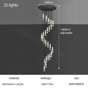 Spiral Cones: Staircase Chandelier - Elegant Lighting-Staircase Chandelier
