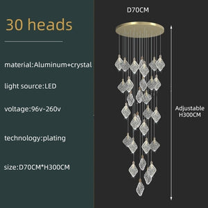 Square Crystal Pendant Chandelier - Exquisite Lightinging-Staircase Chandelier