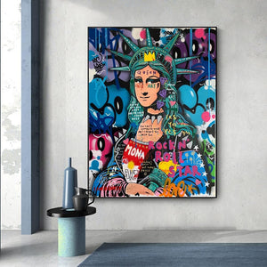Statue Of Liberty Graffiti Canvas Wall Art-Wall Posters