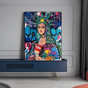 Statue Of Liberty Graffiti Canvas Wall Art-Wall Posters