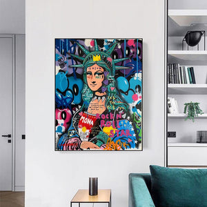 Statue Of Liberty Graffiti Canvas Wall Art-Wall Posters